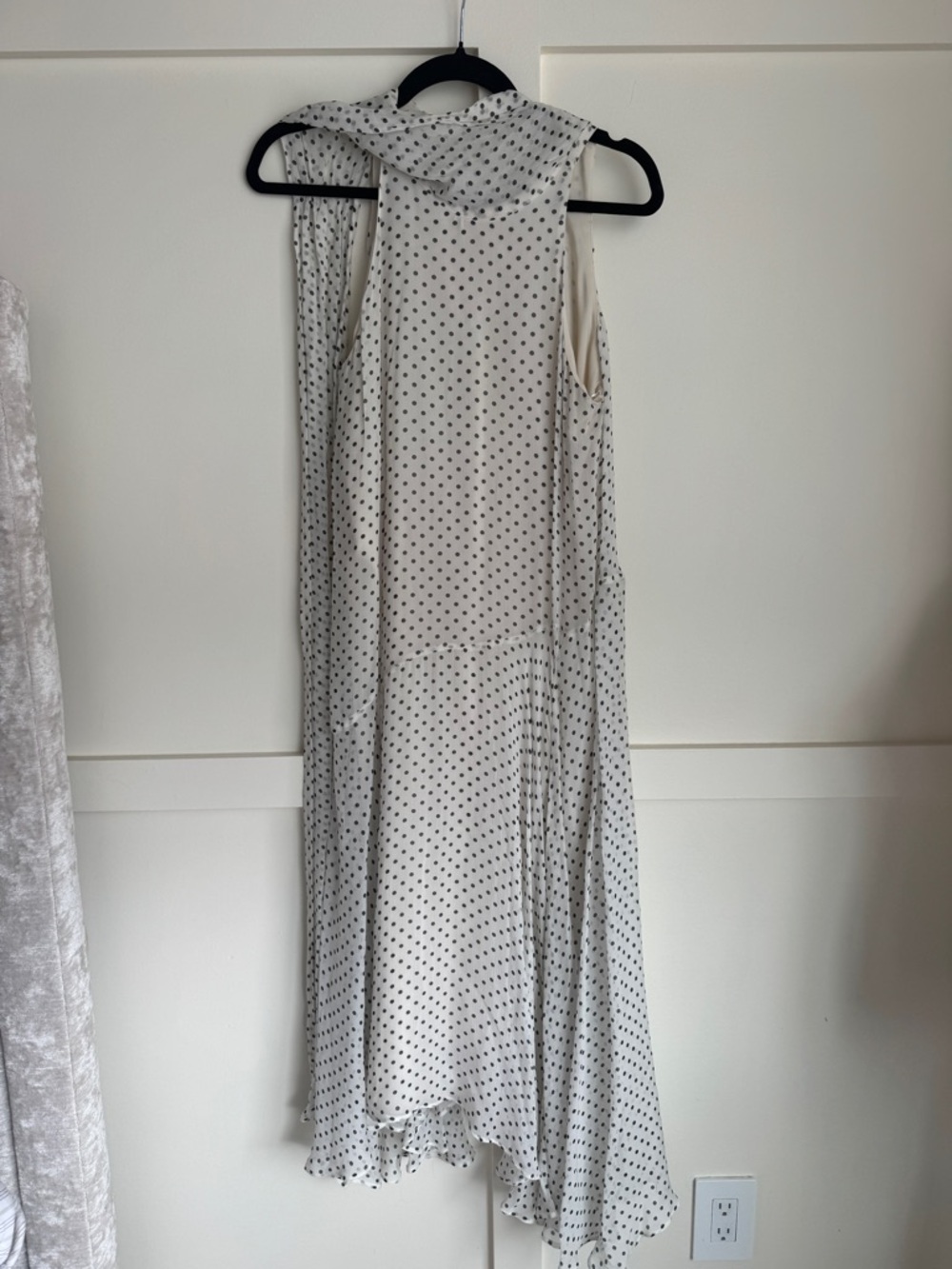 Zara Cream Polka Dot Sleeveless Midi Dress
